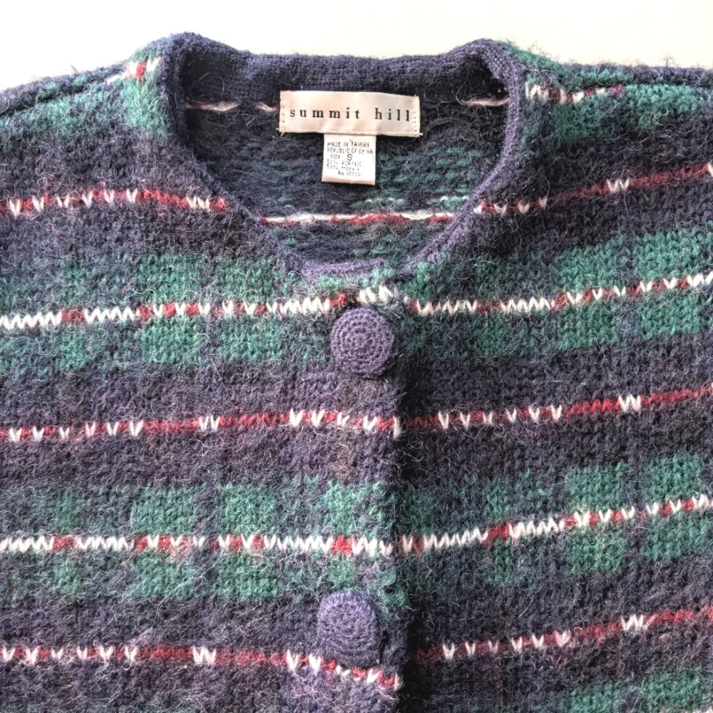 Vintage Summit Hill mohair blend boxy oversized cardigan w big buttons. Small